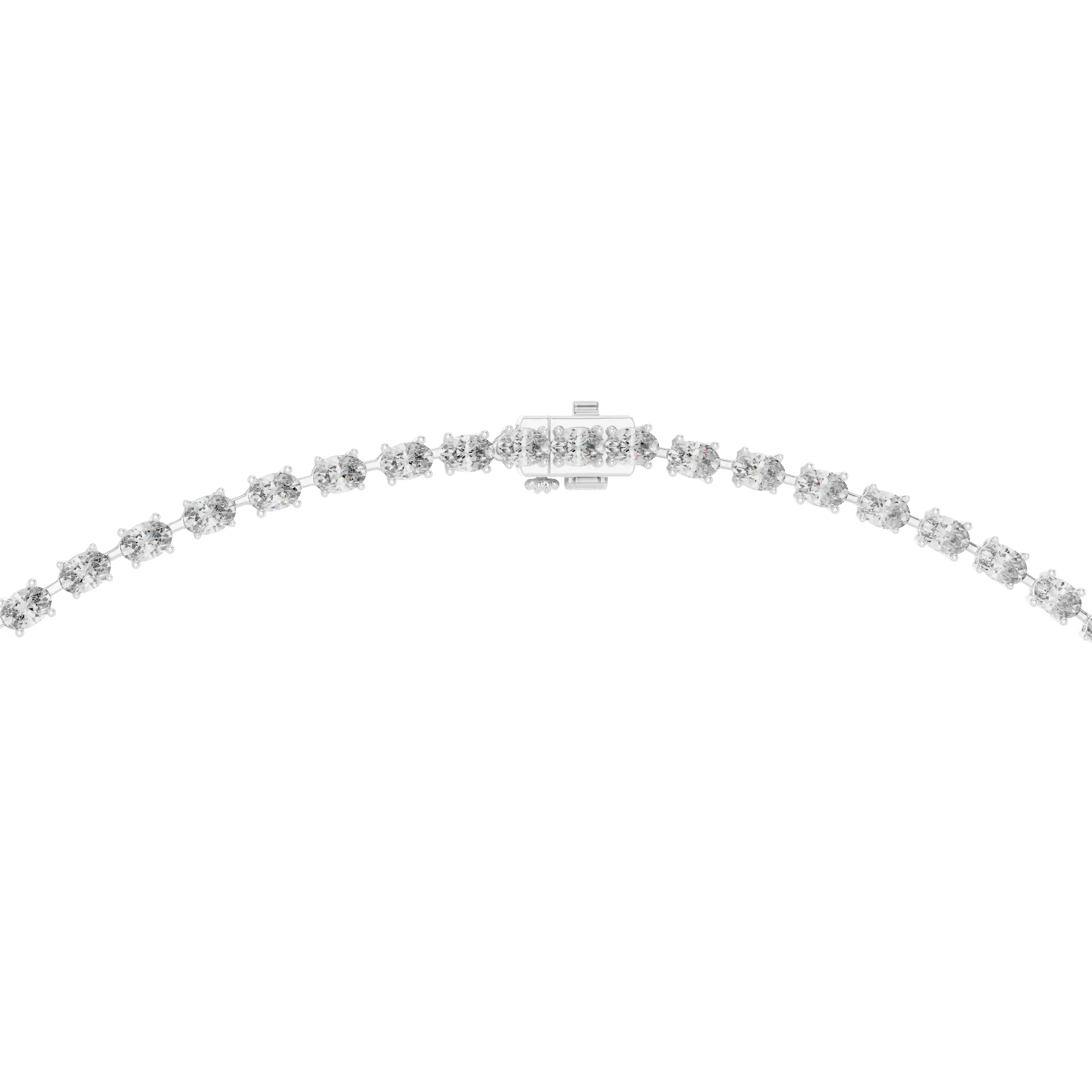 gold necklace with clear stones on a white background