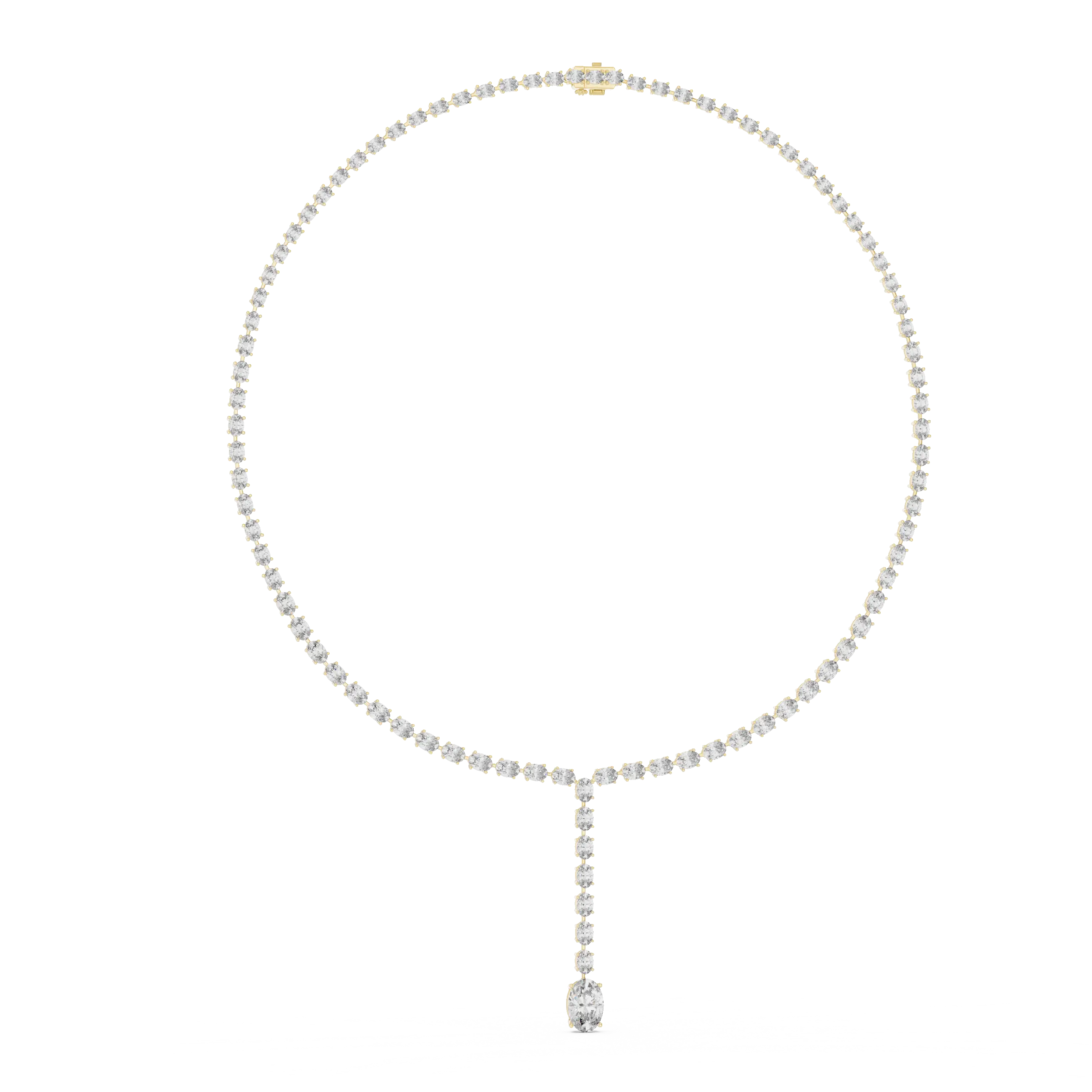 Pearl necklace with a diamond pendant on a white background