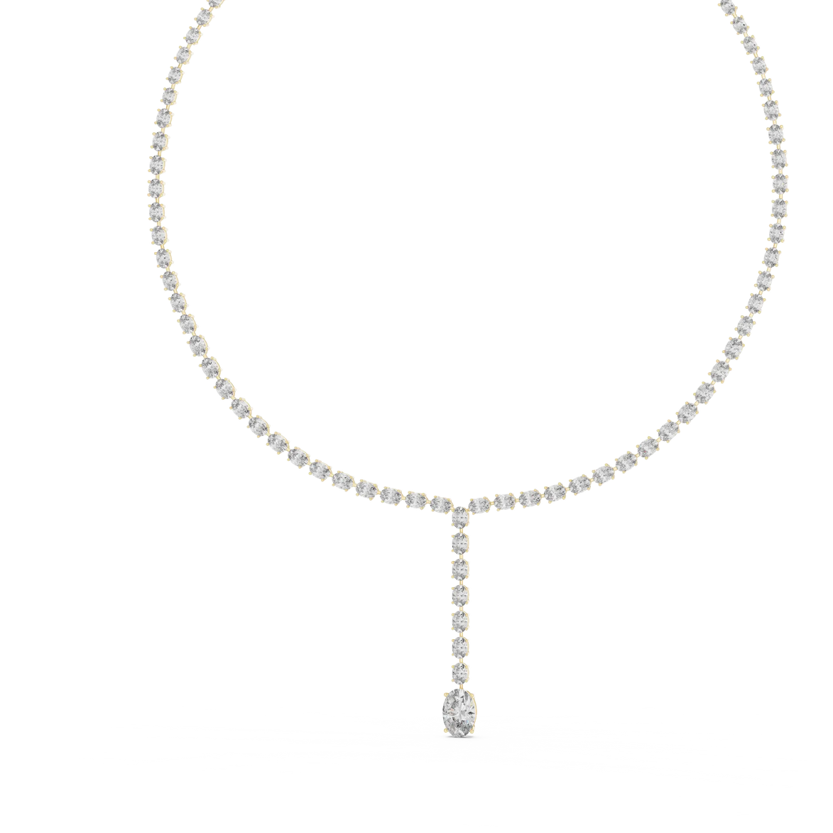 Dainty white gold necklace with small beads on a white background