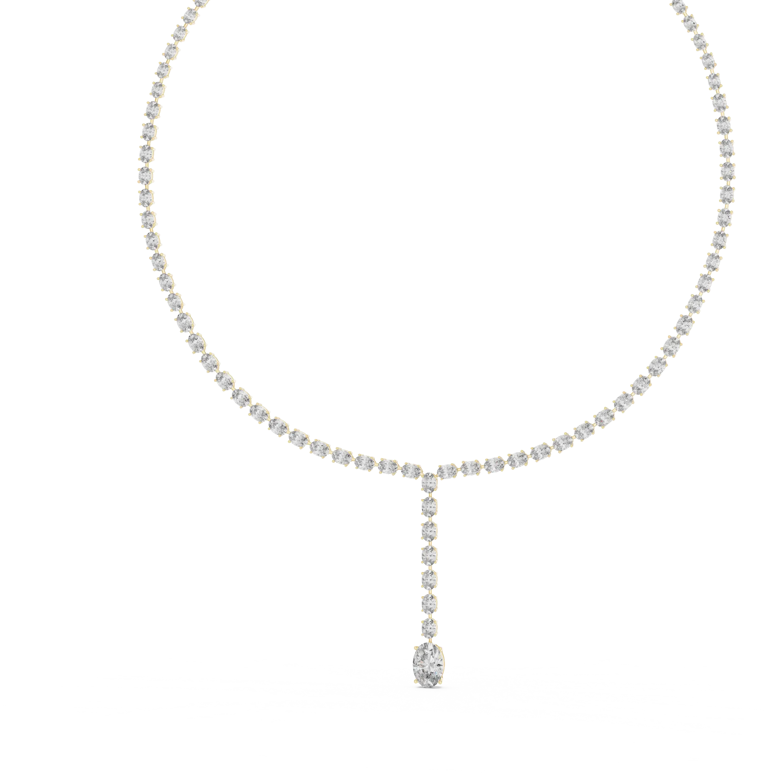 Dainty white gold necklace with small beads on a white background