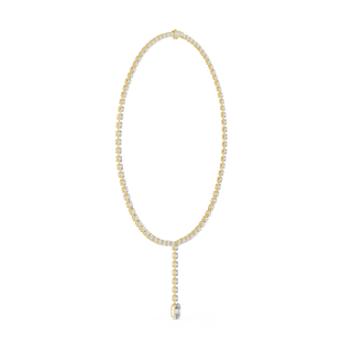 Gold necklace with a pendant on a white background