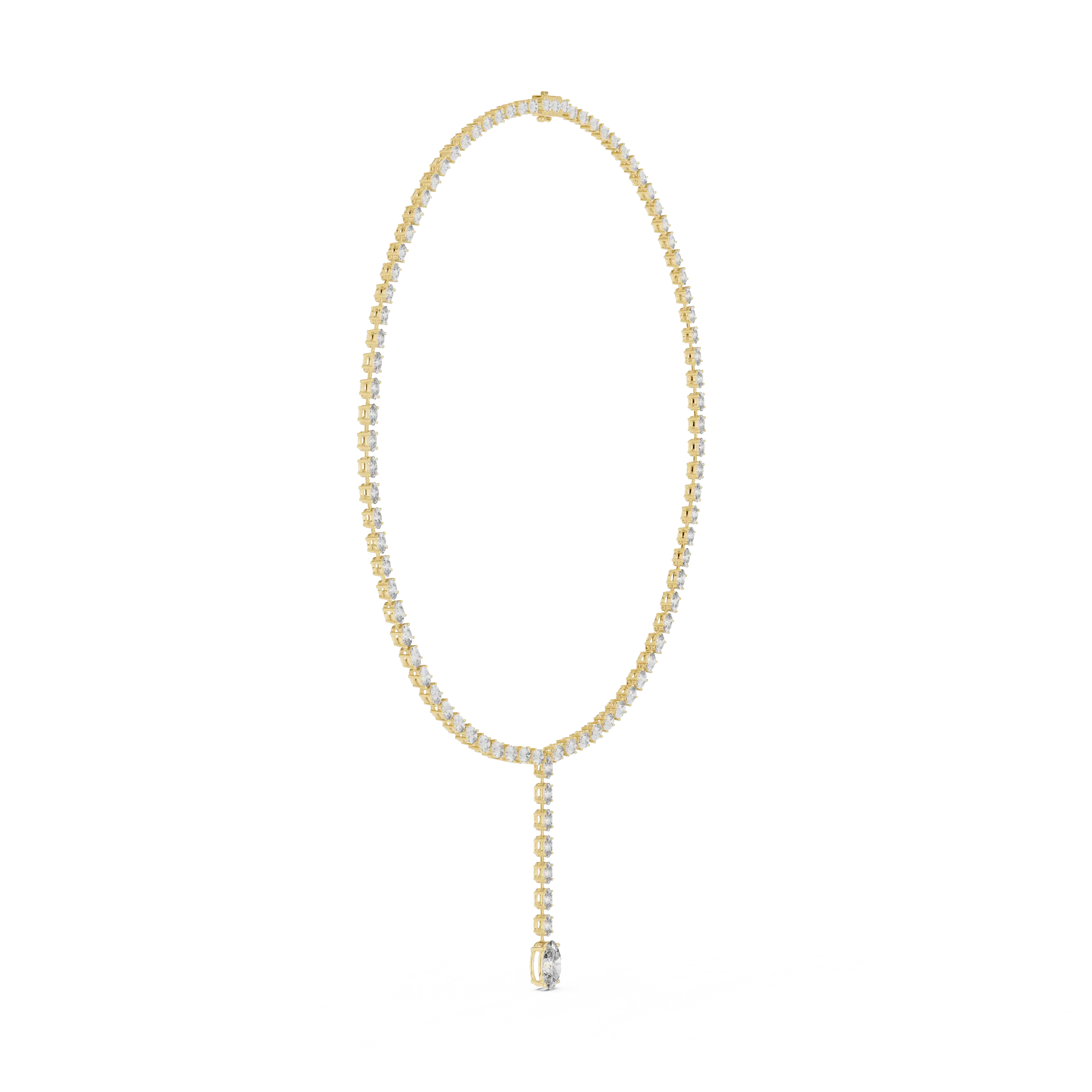 Gold necklace with a pendant on a white background