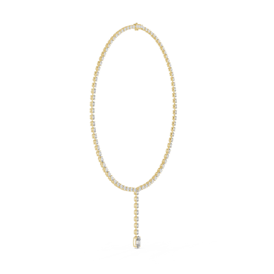 Gold necklace with a pendant on a white background