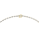 Gold necklace with clear stones on a white background