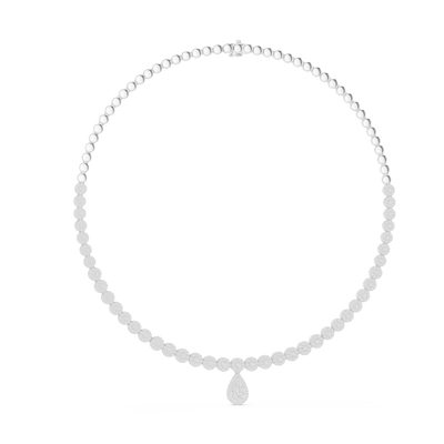 Luxury round diamond drop necklace with pear-shaped pendant and graduated diamond setting