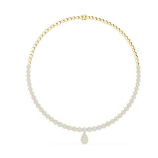 Luxury round diamond drop necklace with pear-shaped pendant and graduated diamond setting
