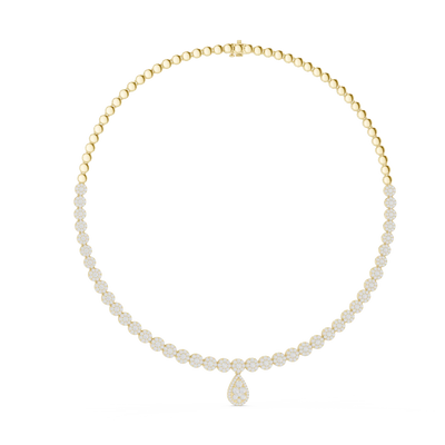 Luxury round diamond drop necklace with pear-shaped pendant and graduated diamond setting