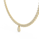 Rose gold necklace with diamond accents on a white background
