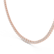 Rose gold necklace with clear stones on a white background