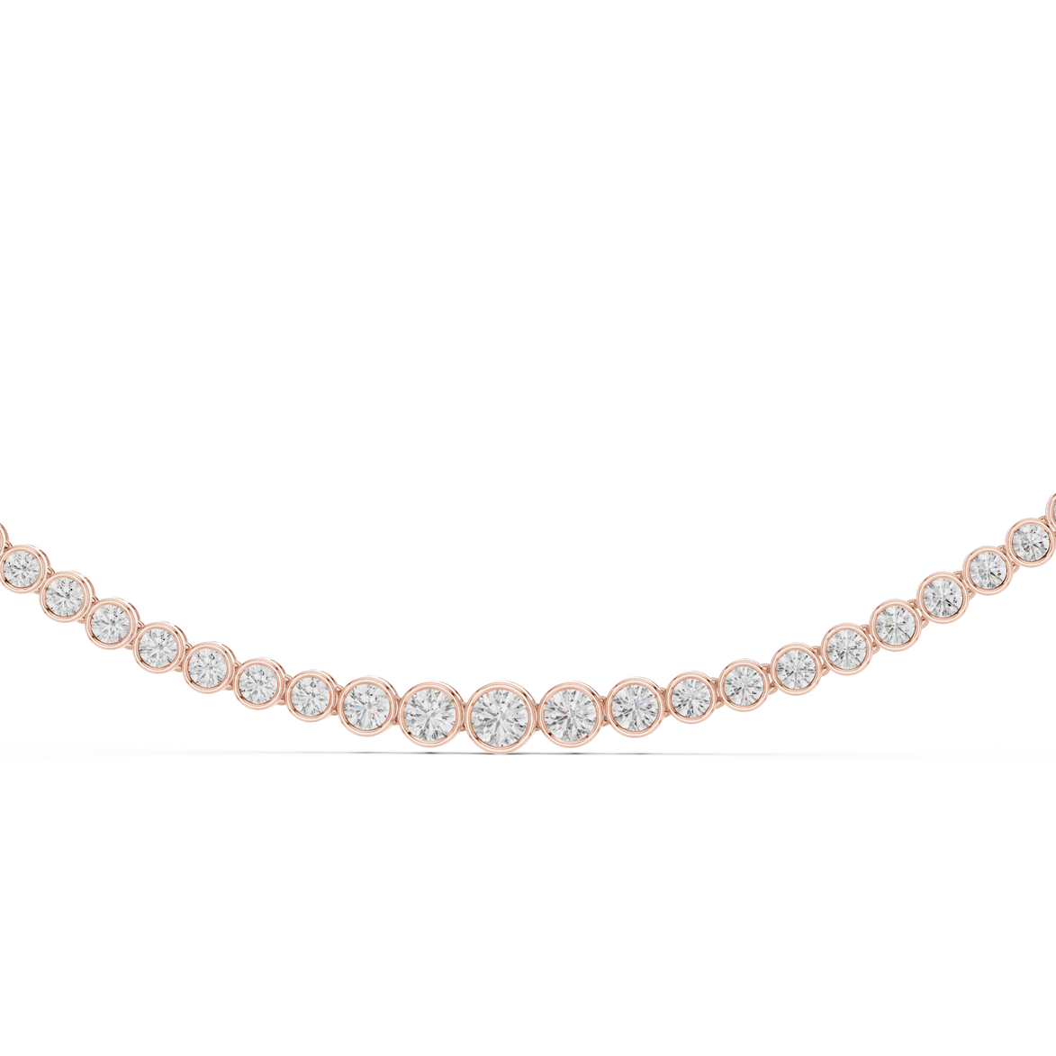 Gold necklace with diamonds on a white background
