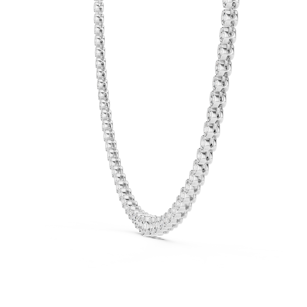 Silver chain necklace on a white background