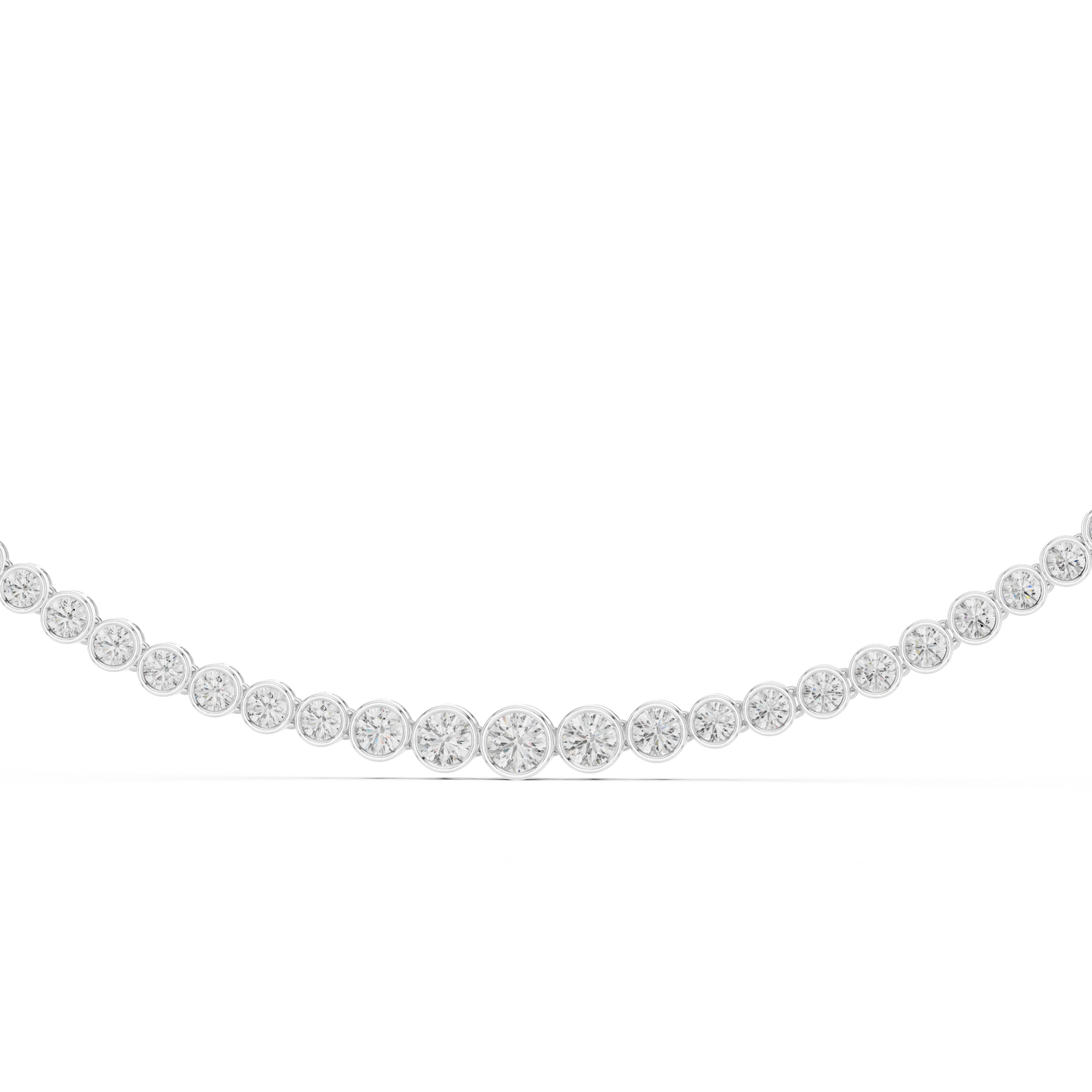 Gold necklace with diamonds on a white background
