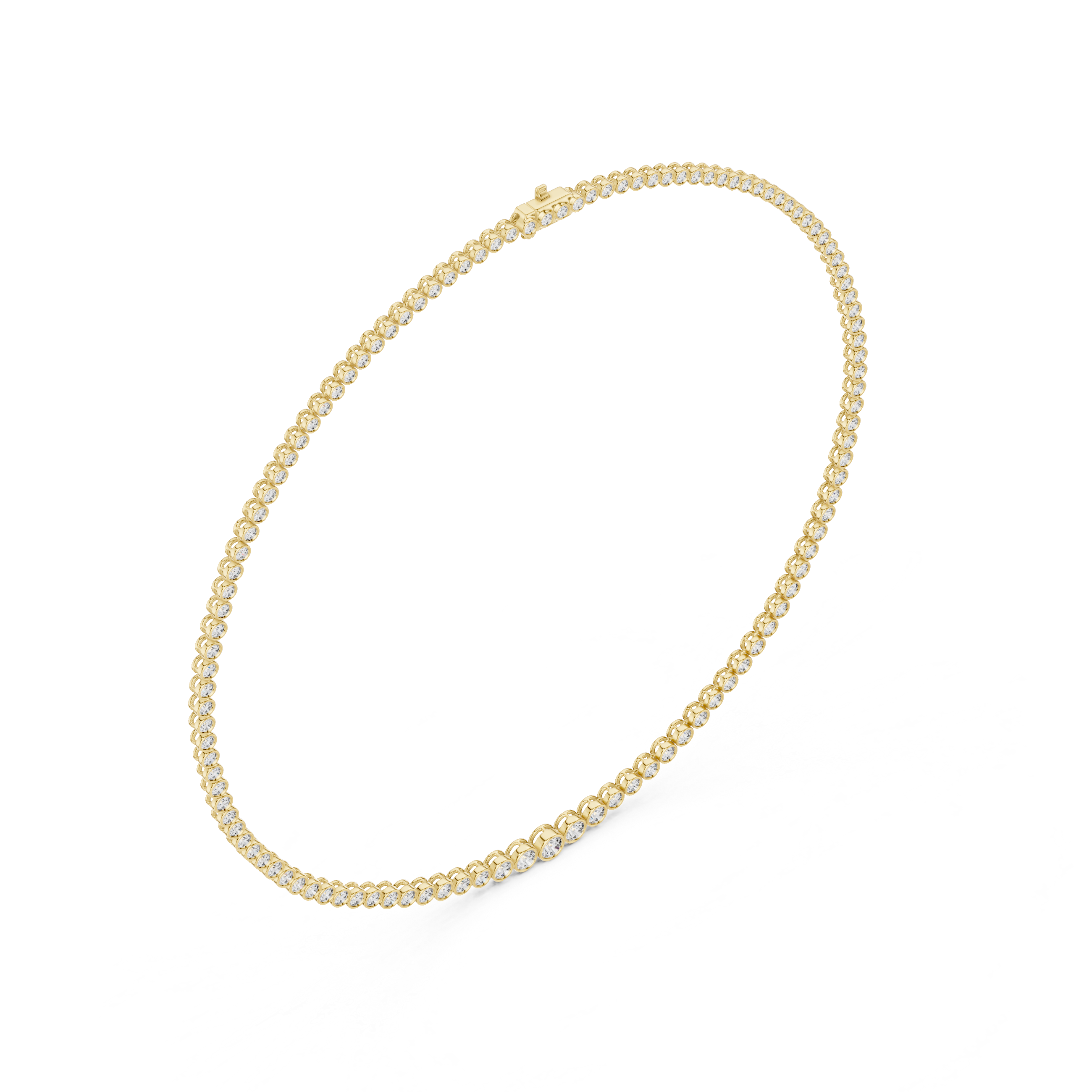 Gold necklace on a white background