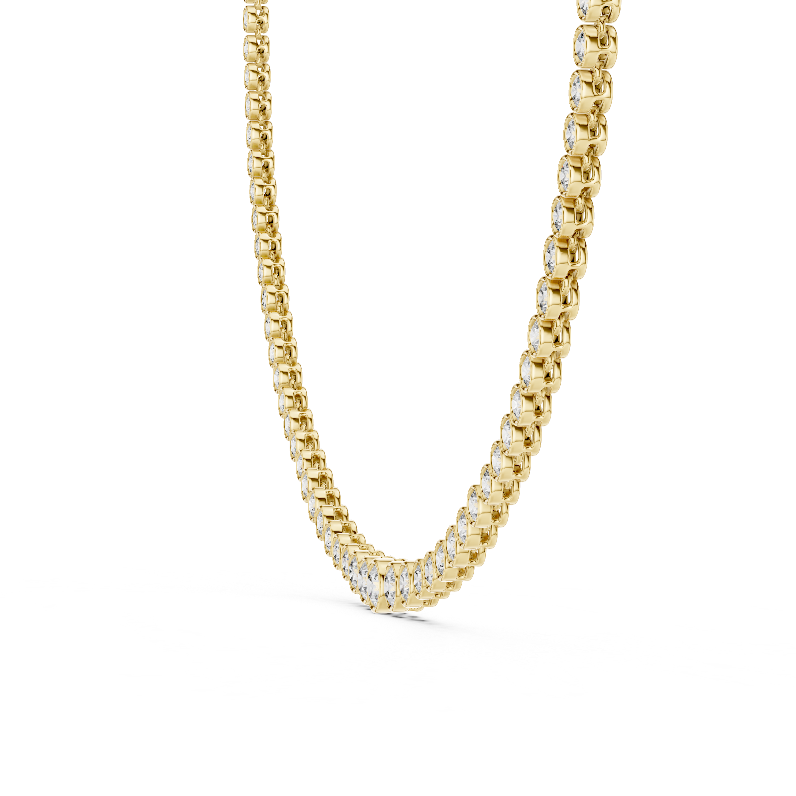 Gold chain necklace on a white background