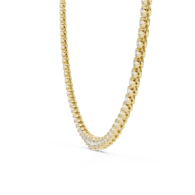 Gold chain necklace on a white background