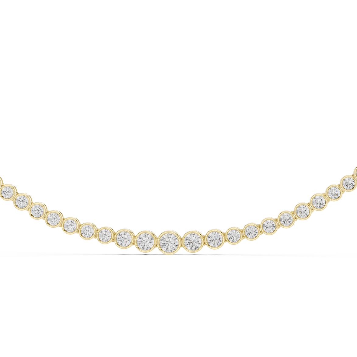Gold necklace with diamonds on a white background