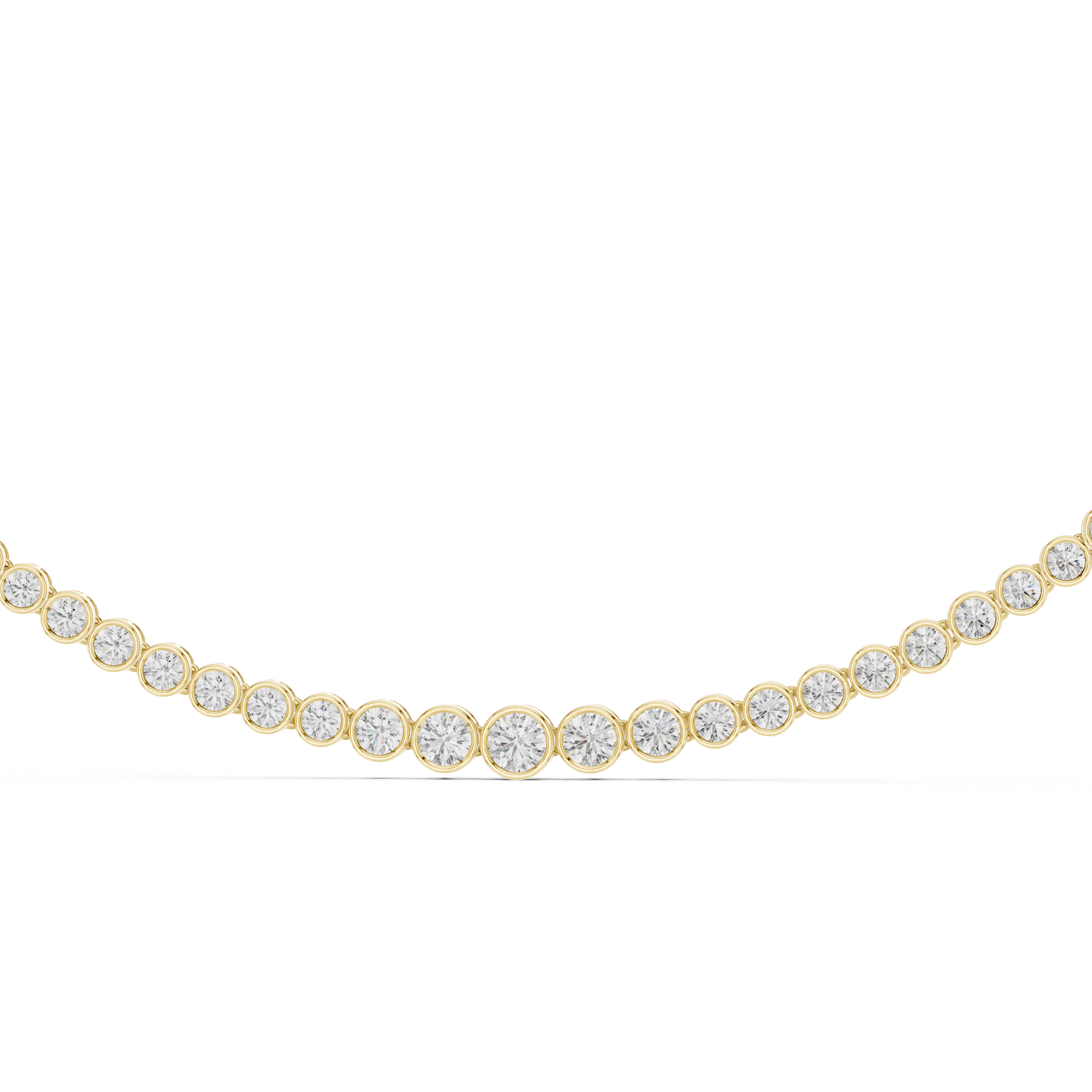 Gold necklace with diamonds on a white background