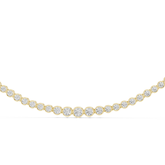 Gold necklace with diamonds on a white background