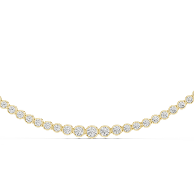Gold necklace with diamonds on a white background