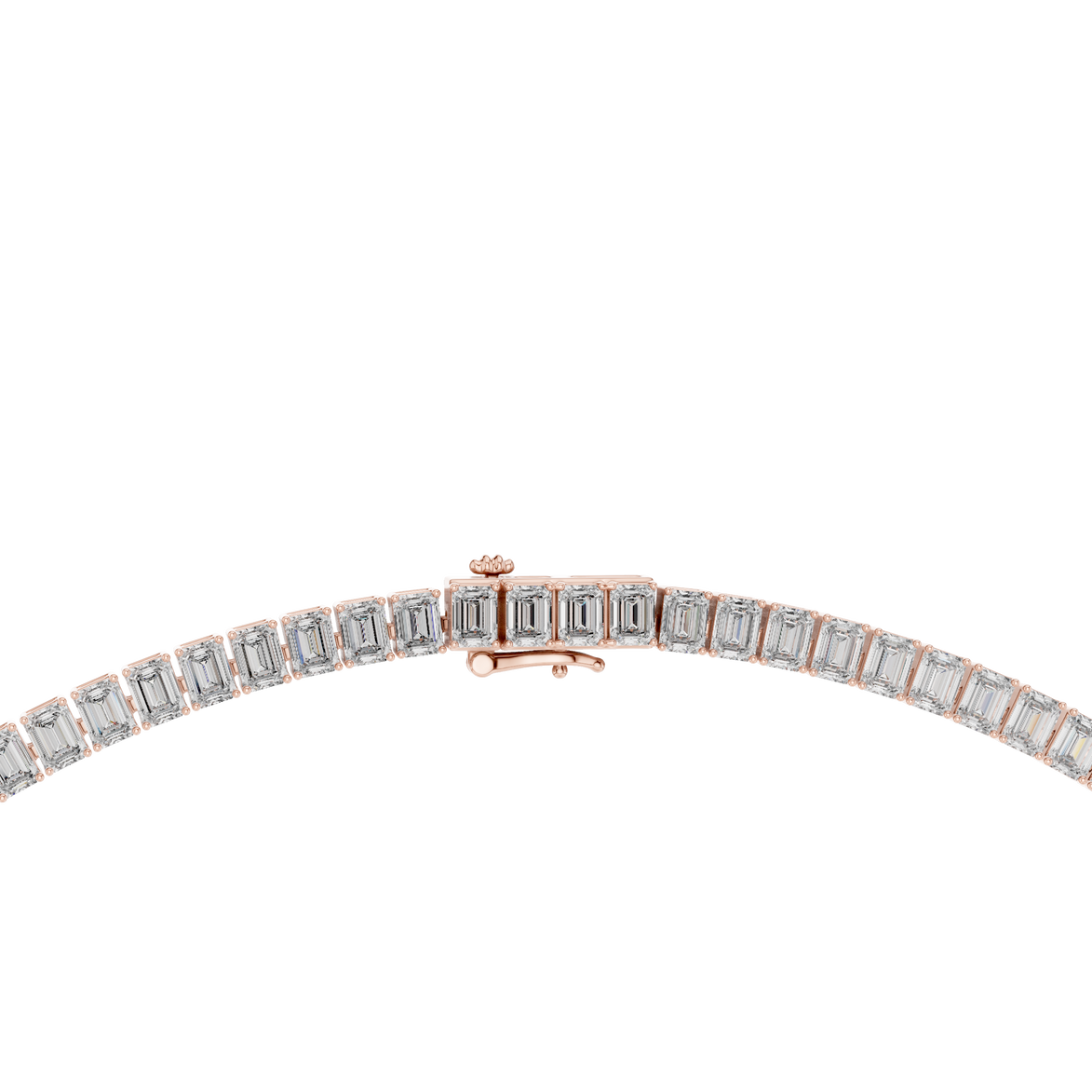 Emerald cut diamond tennis necklace