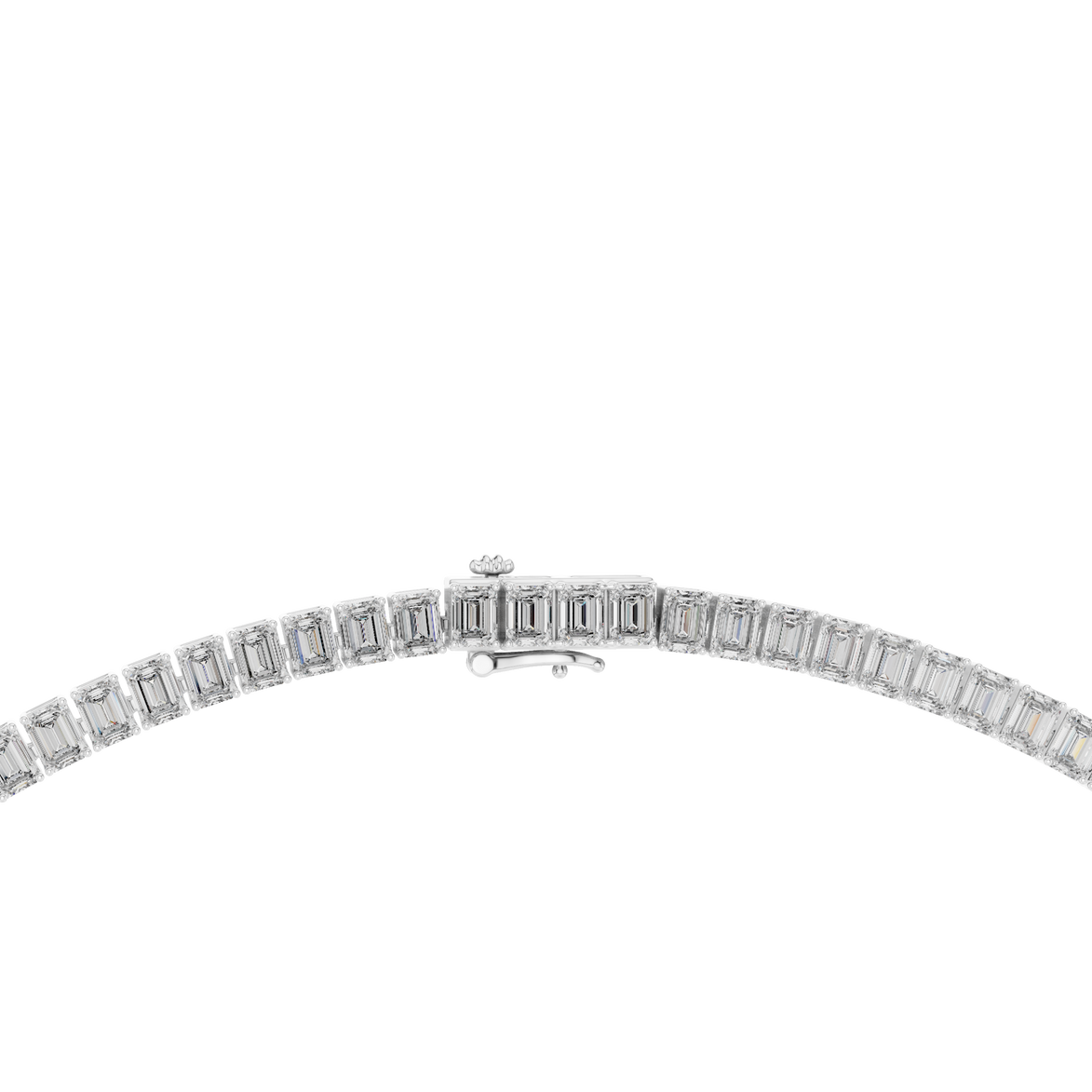 Emerald cut diamond tennis necklace