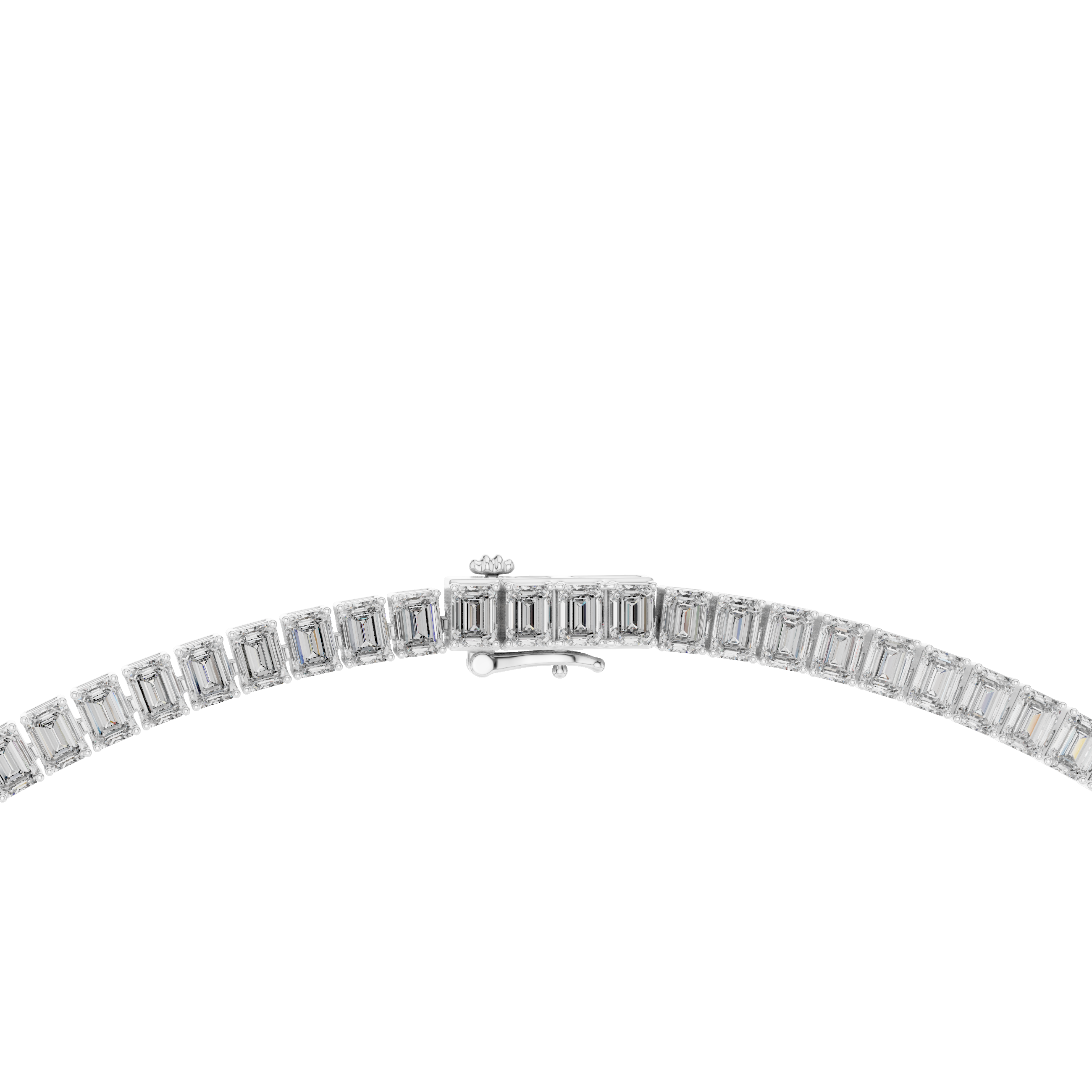 Emerald cut diamond tennis necklace