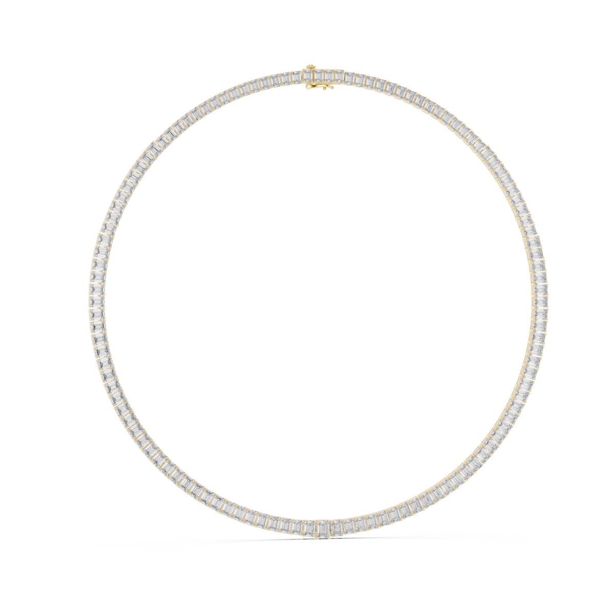 Emerald cut diamond tennis necklace