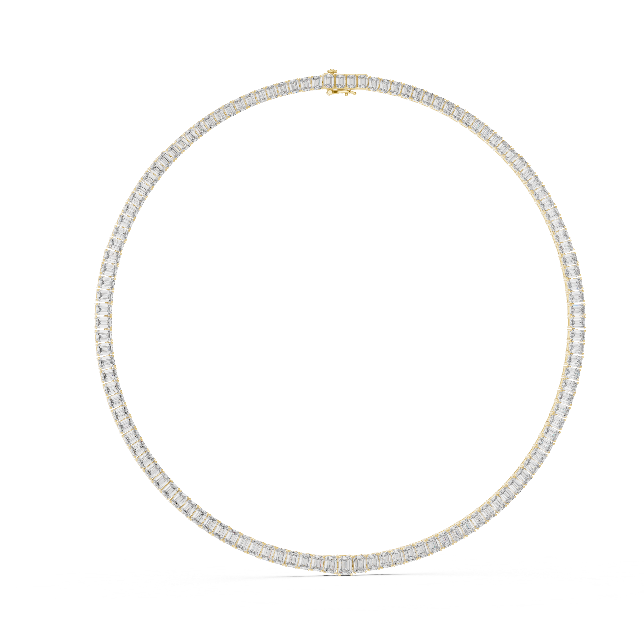Emerald cut diamond tennis necklace
