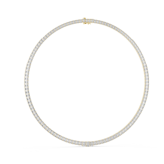 Emerald cut diamond tennis necklace
