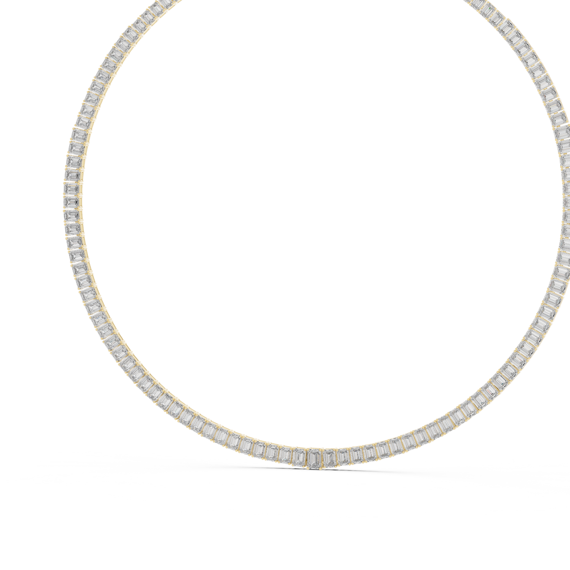 Emerald cut diamond tennis necklace