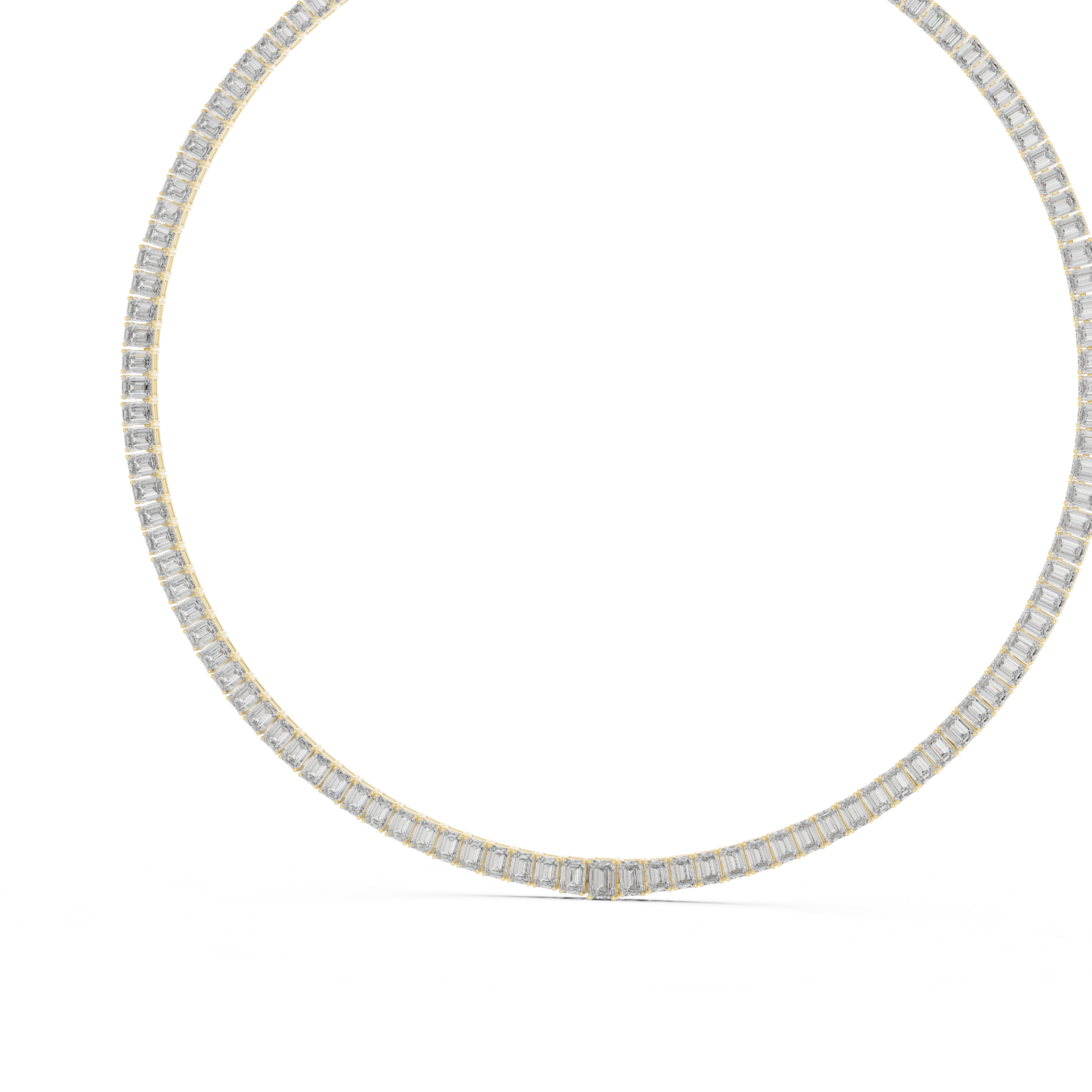Emerald cut diamond tennis necklace