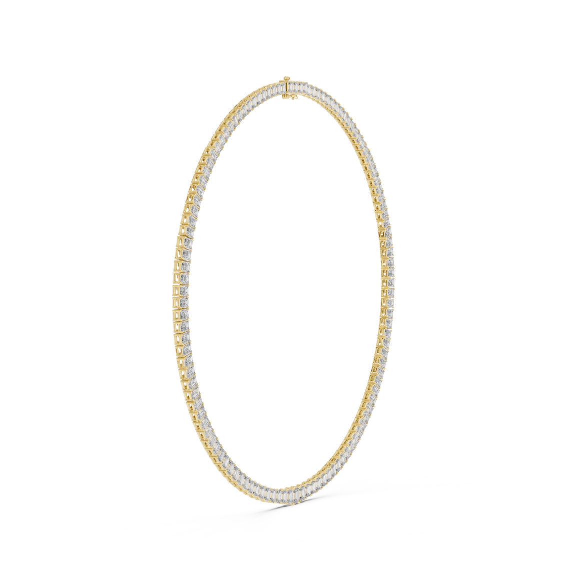 Emerald cut diamond tennis necklace