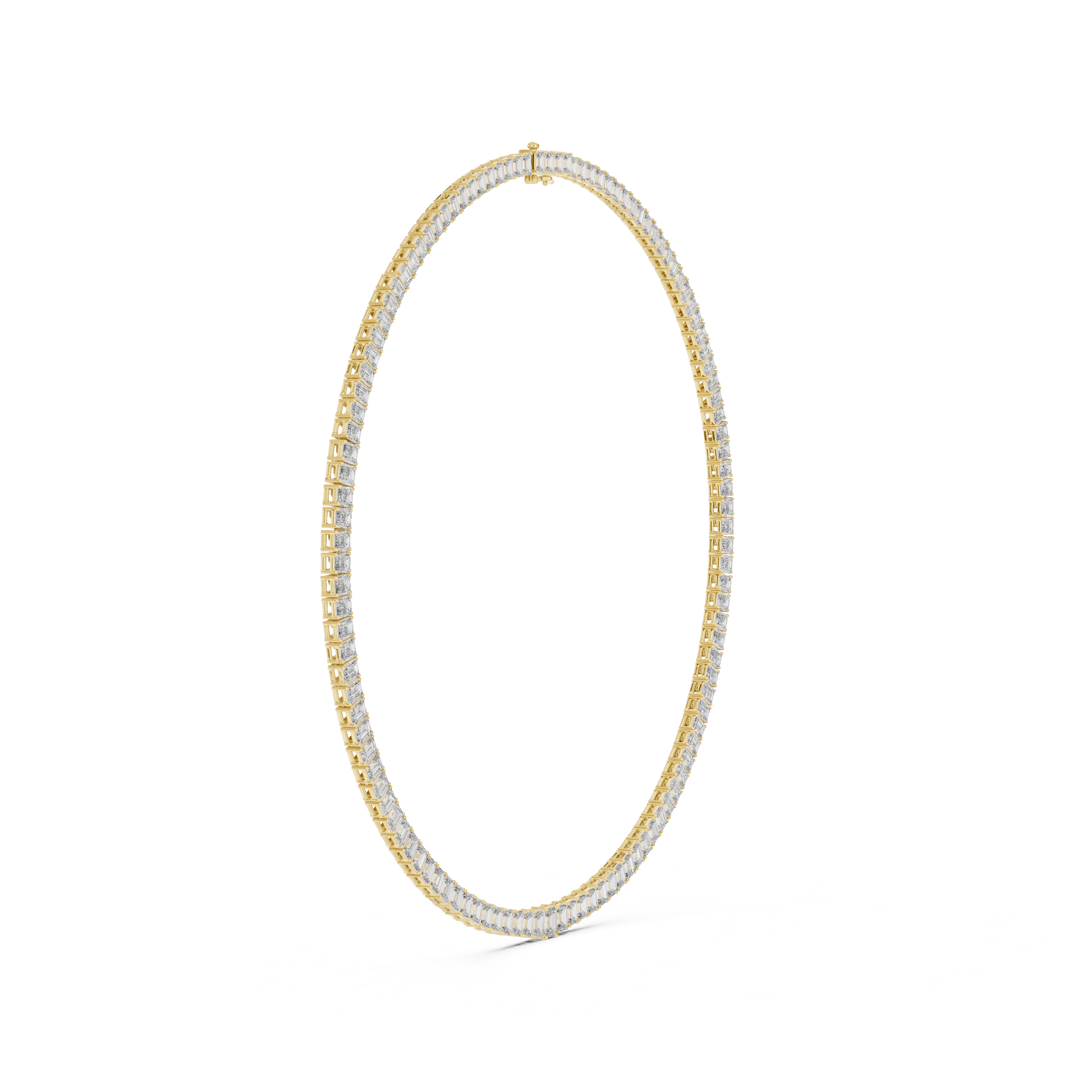 Emerald cut diamond tennis necklace