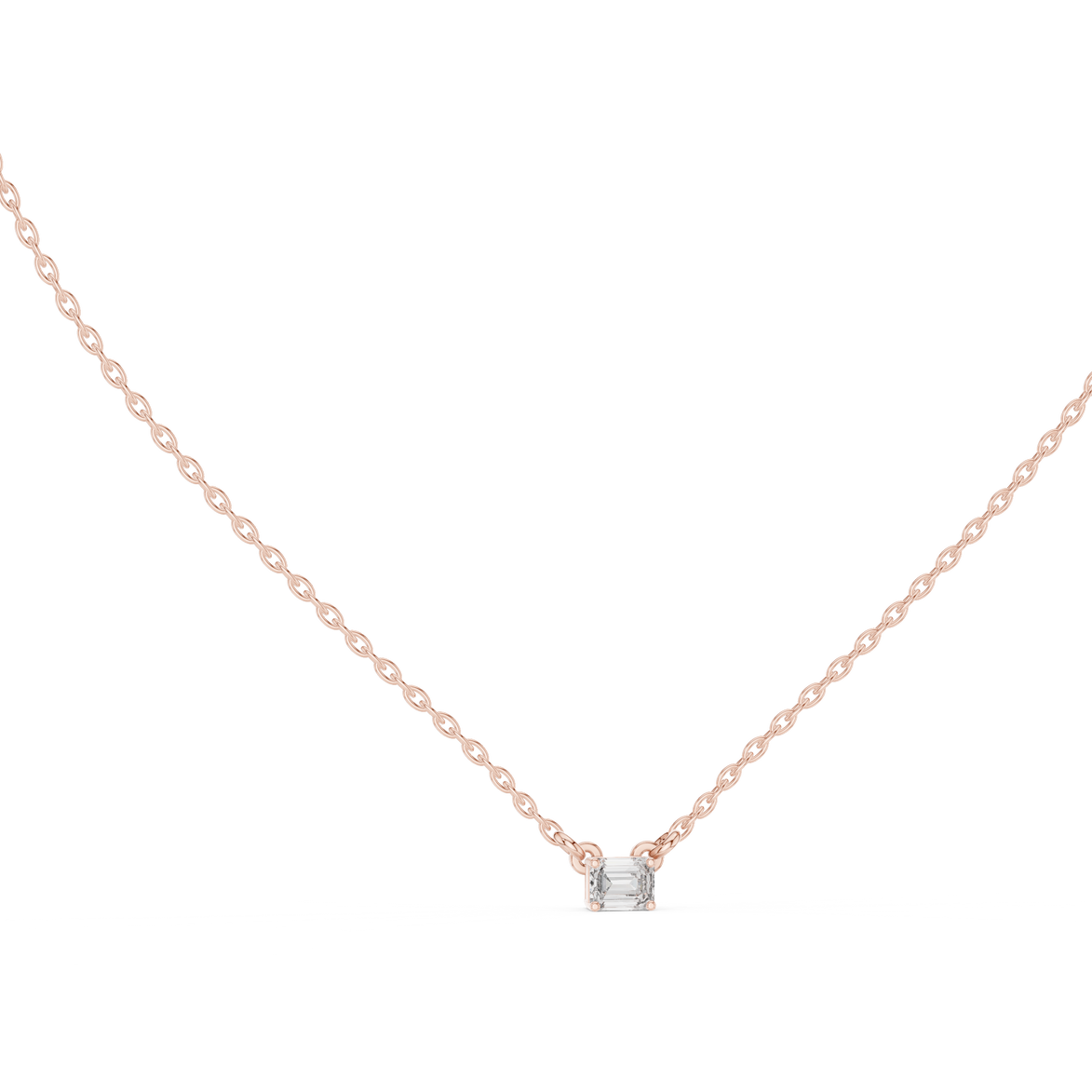 Emerald Cut Solitaire Diamond Pendant in Gold | Signora Jewels