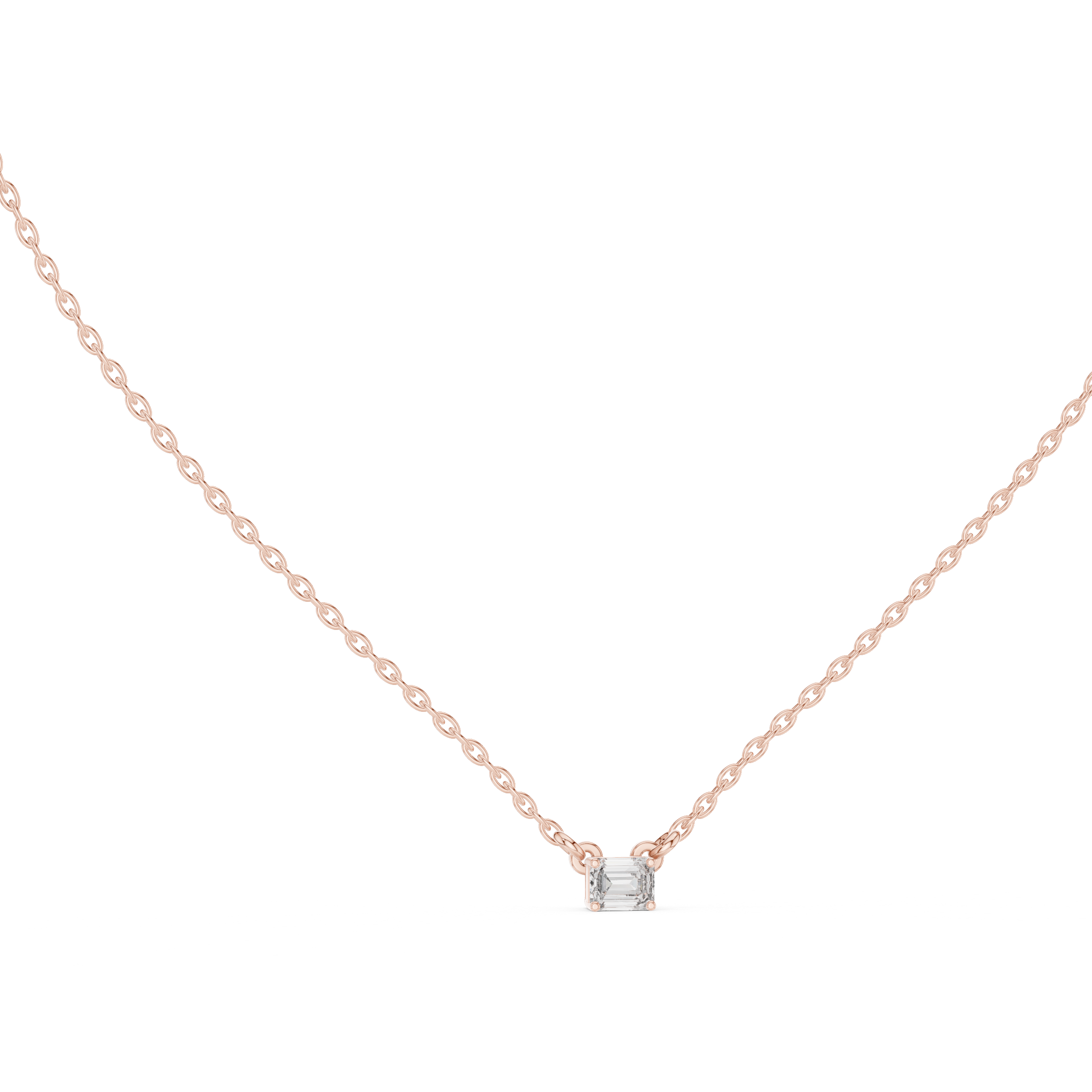 Emerald Cut Solitaire Diamond Pendant in Gold | Signora Jewels