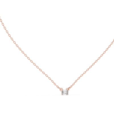 emerald cut diamond solitaire pendant in rose gold