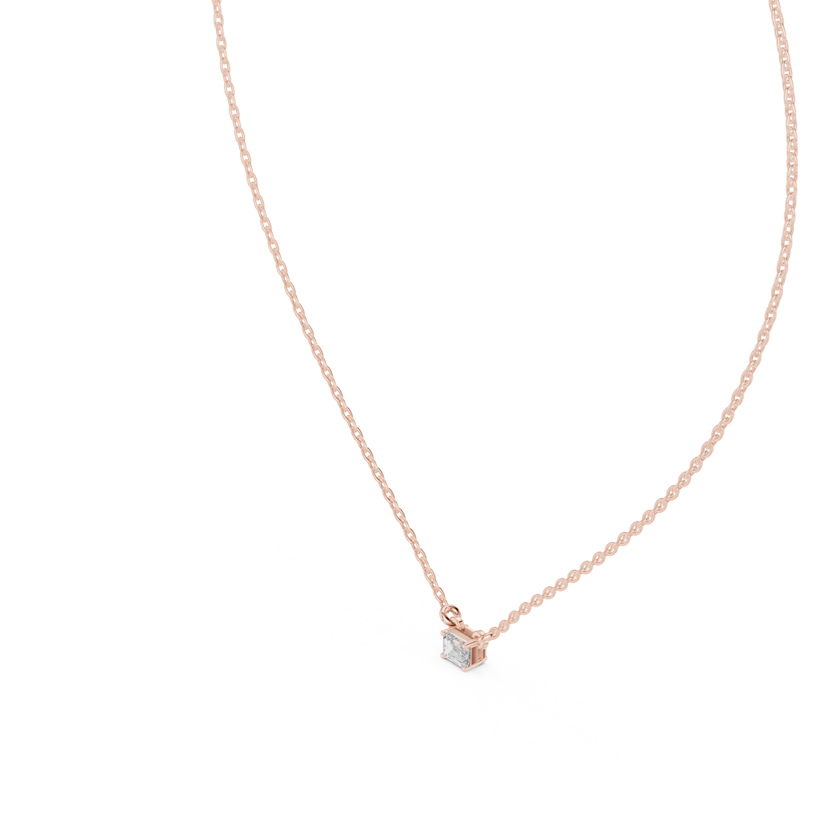 Emerald Cut Solitaire Diamond Pendant in Gold | Signora Jewels