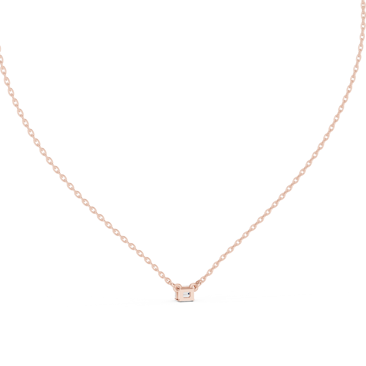 Emerald Cut Solitaire Diamond Pendant in Gold | Signora Jewels
