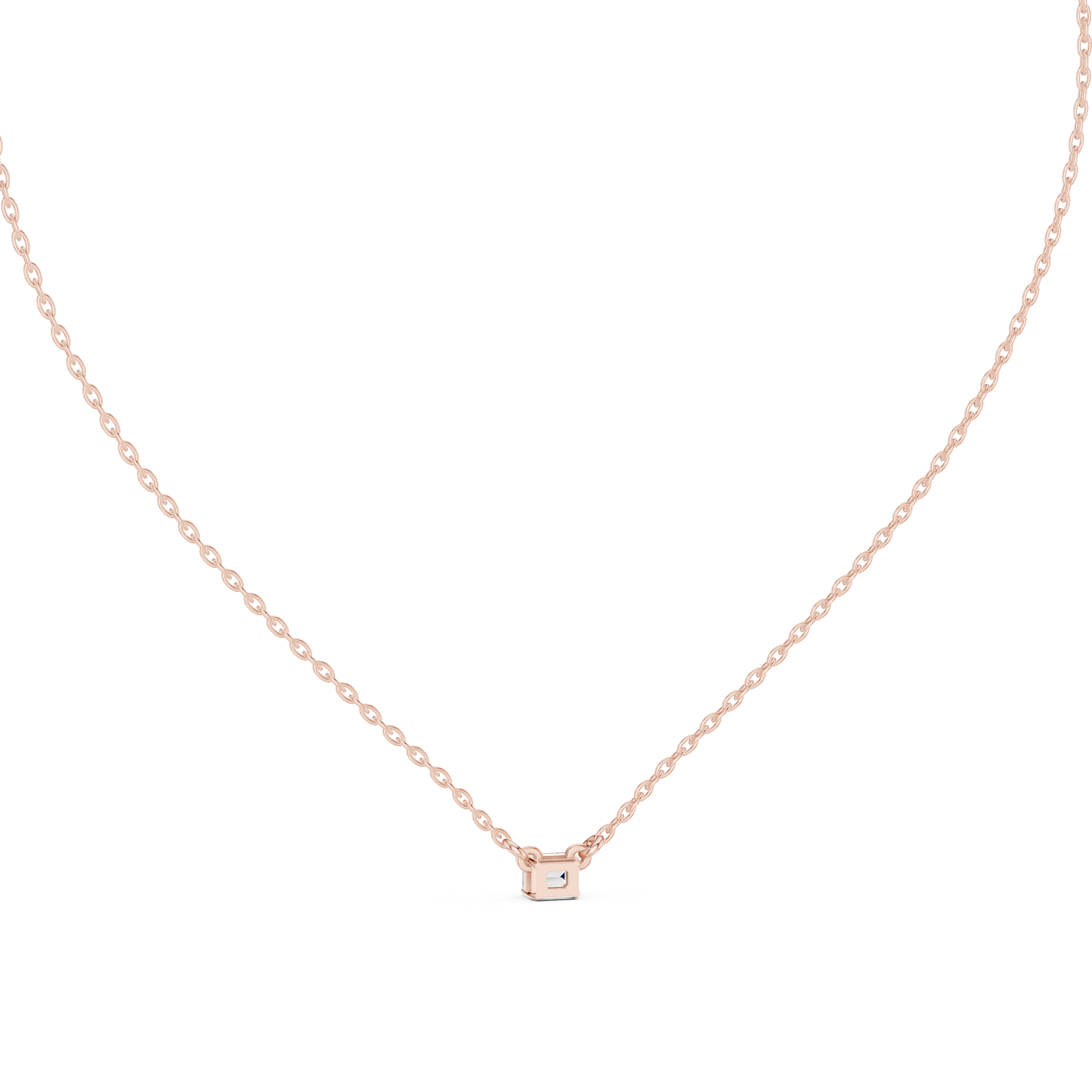 Emerald Cut Solitaire Diamond Pendant in Gold | Signora Jewels