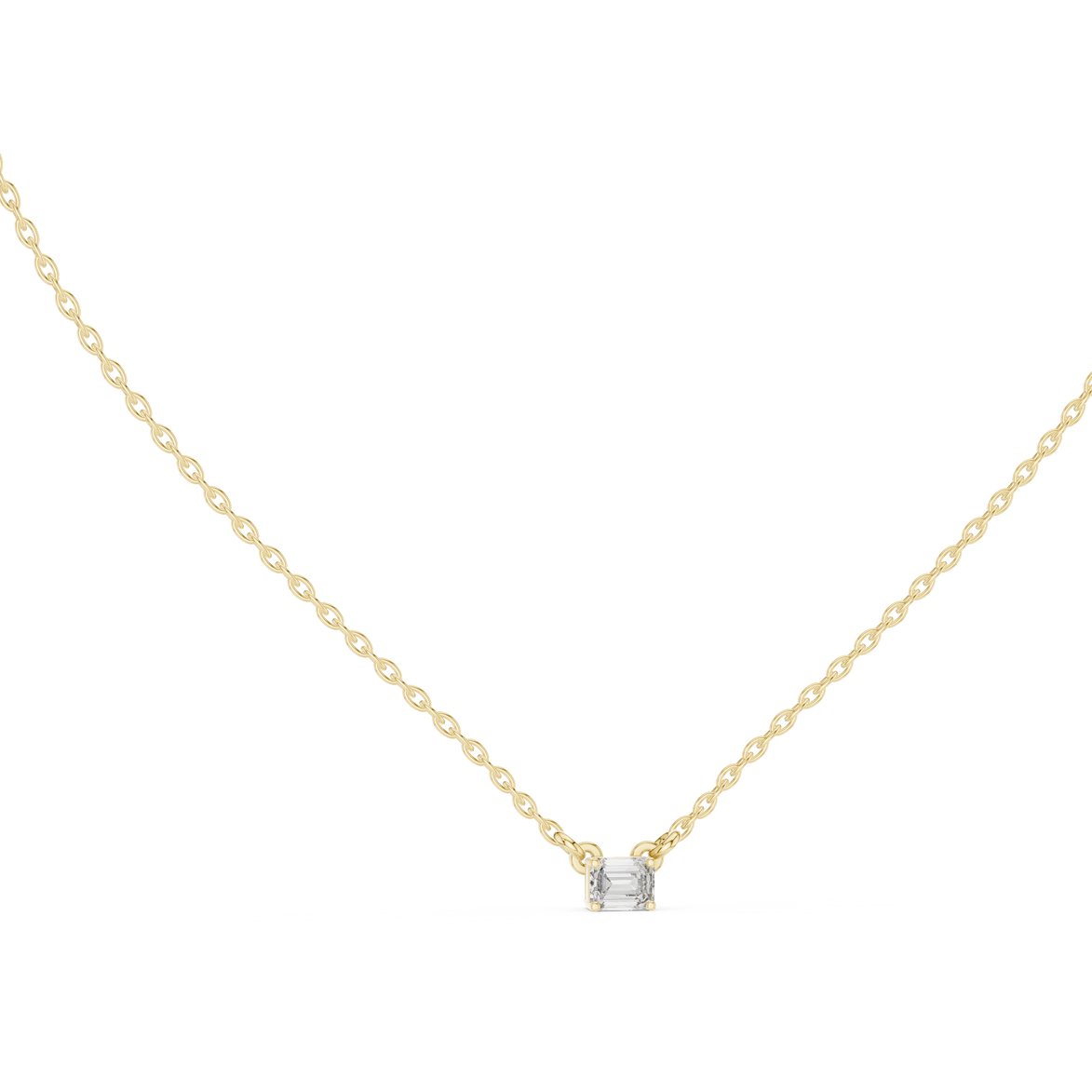 Emerald Cut Solitaire Diamond Pendant in Gold | Signora Jewels