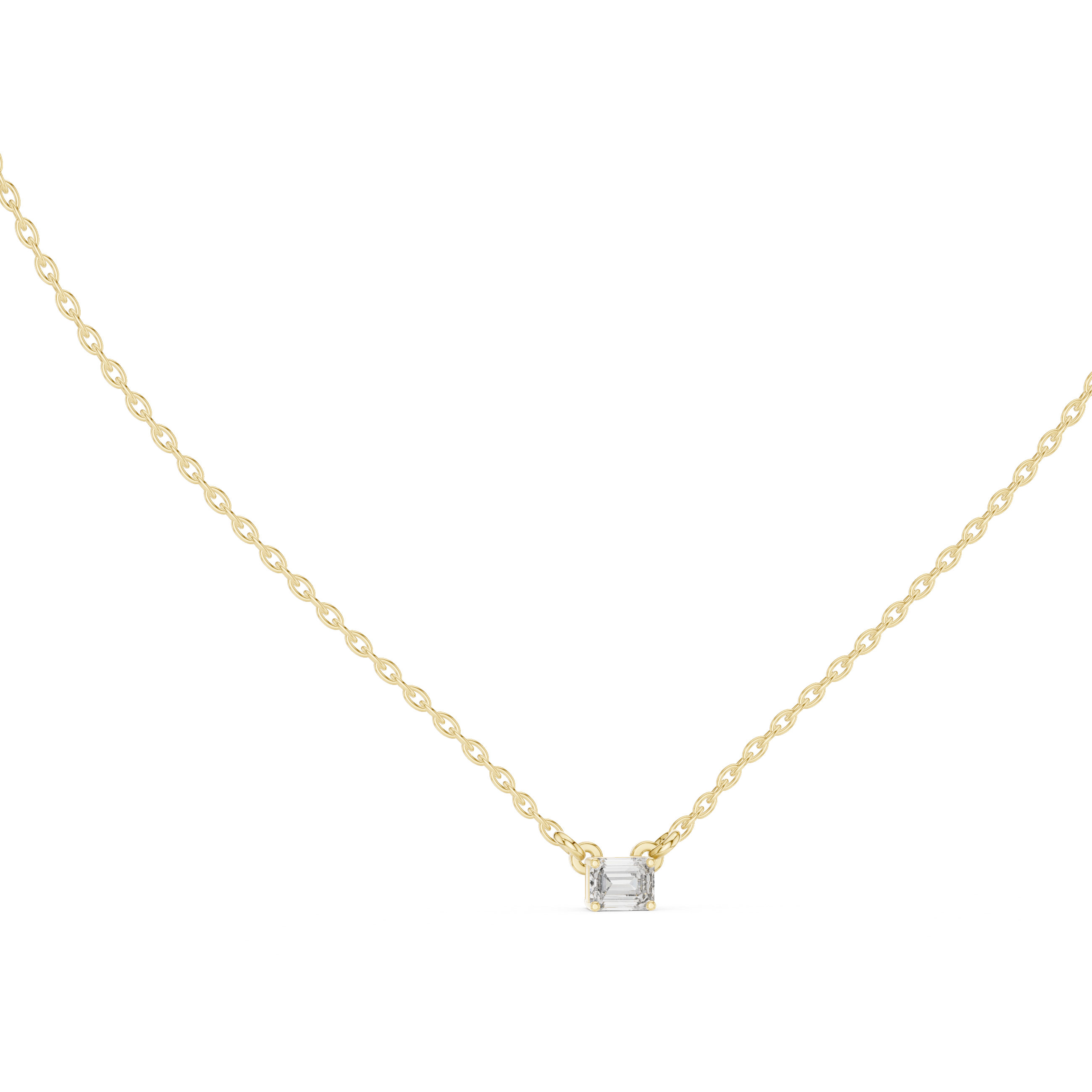 Emerald Cut Solitaire Diamond Pendant in Gold | Signora Jewels