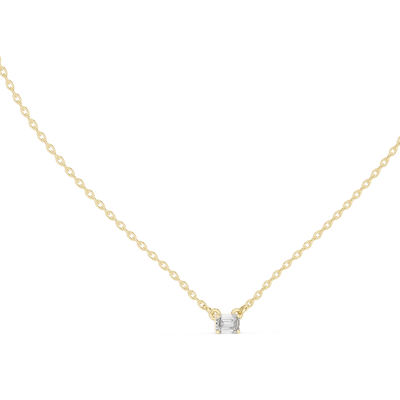 emerald cut diamond solitaire pendant in yellow gold
