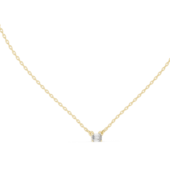 emerald cut diamond solitaire pendant in yellow gold