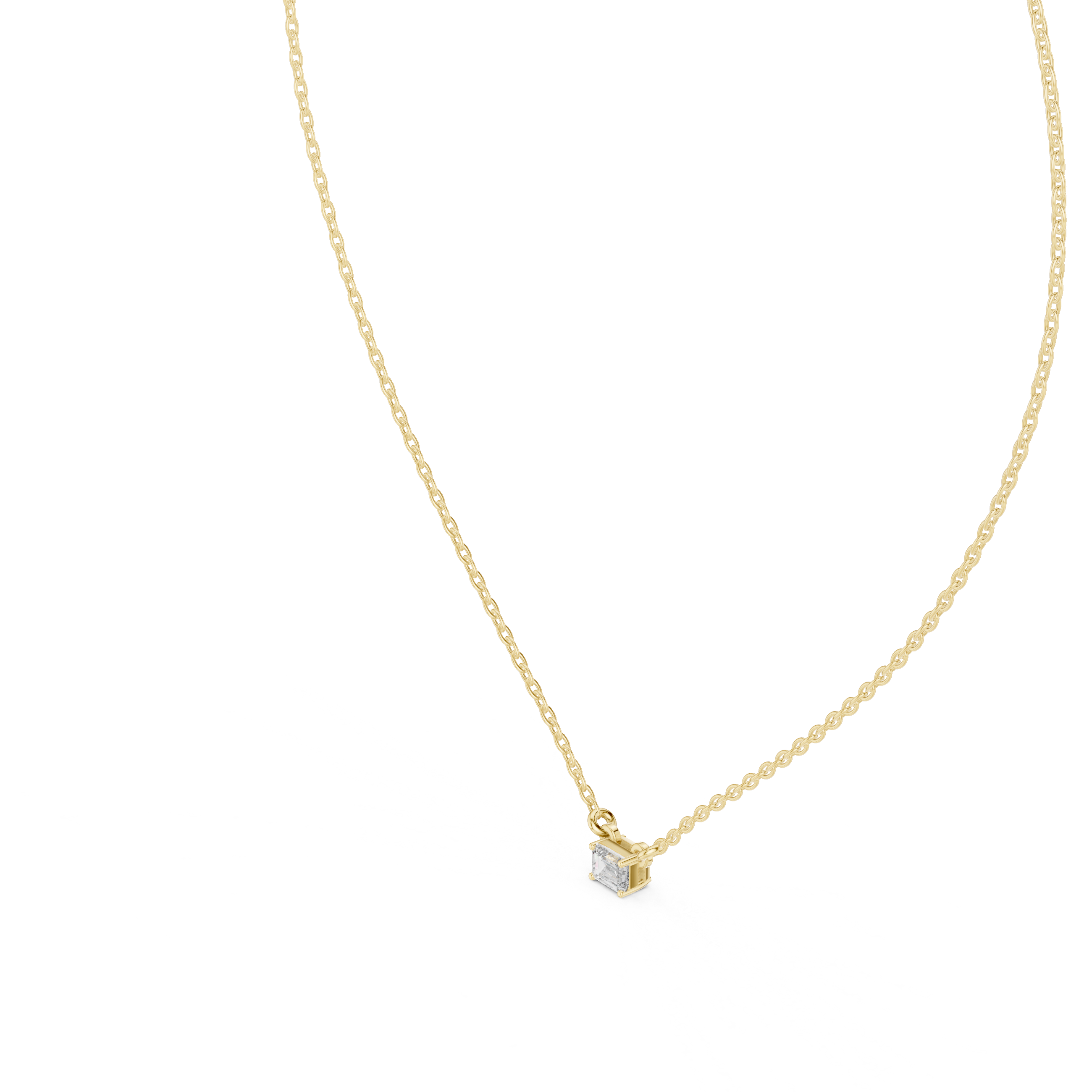 Emerald Cut Solitaire Diamond Pendant in Gold | Signora Jewels