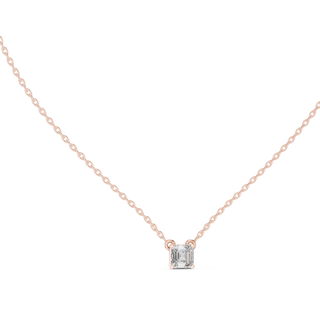 emerald cut diamond solitaire pendant in rose gold