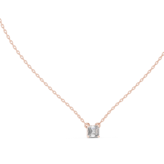emerald cut diamond solitaire pendant in rose gold
