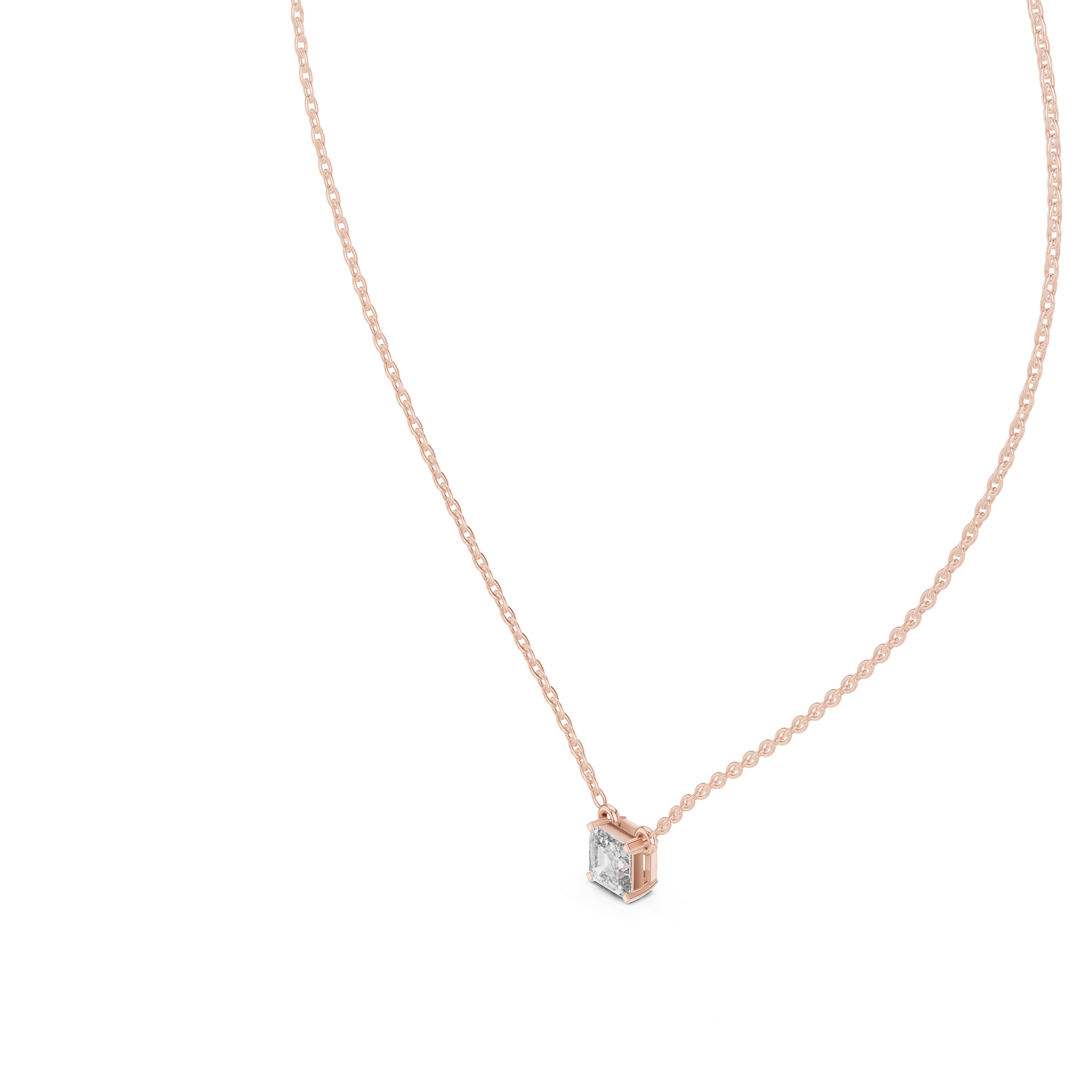 Princess cut solitaire diamond pendant in gold with lab grown diamond by Signora Jewels