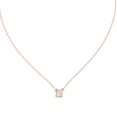 Princess cut solitaire diamond pendant in gold with lab grown diamond by Signora Jewels
