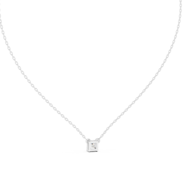 Princess cut solitaire diamond pendant in gold with lab grown diamond by Signora Jewels