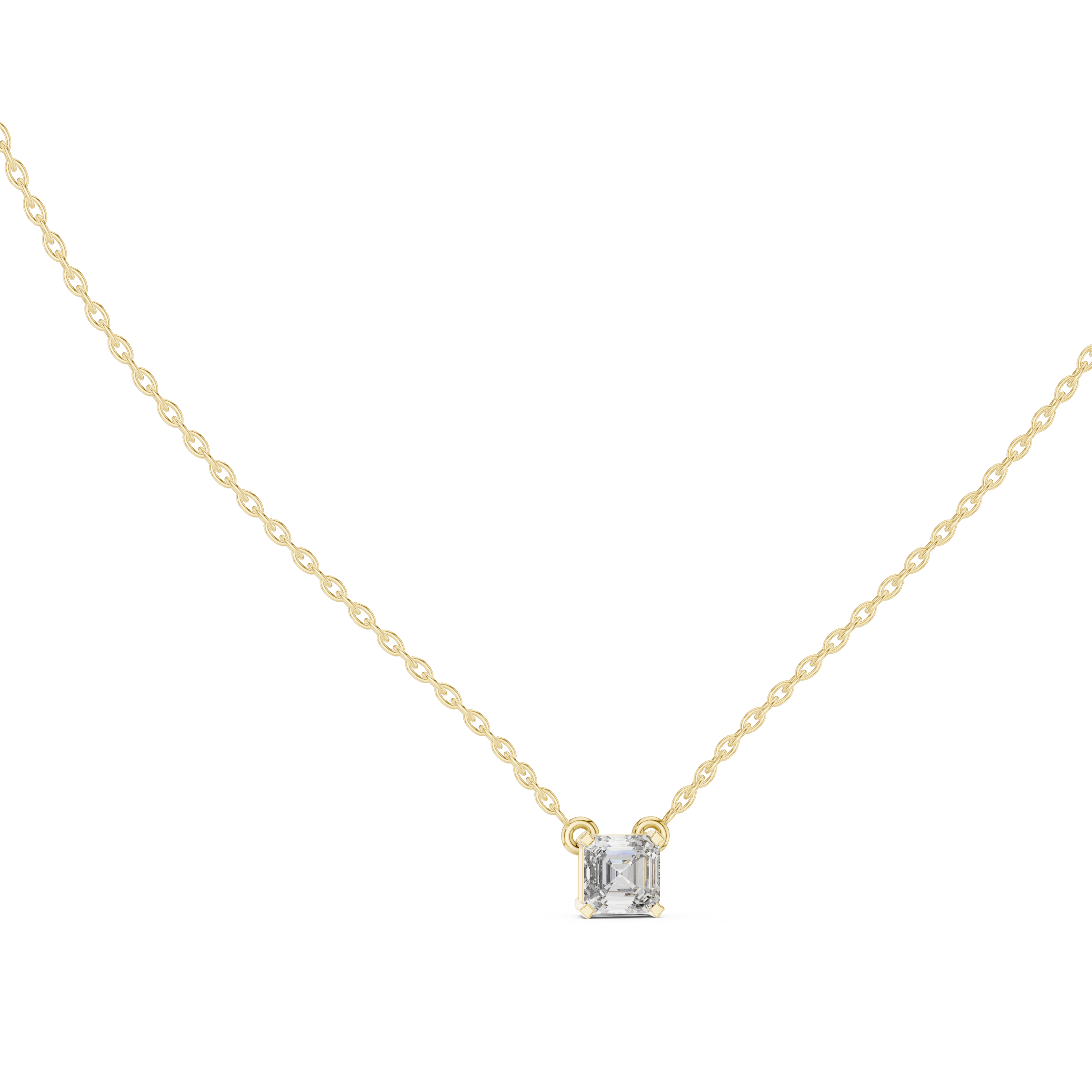Princess cut solitaire diamond pendant in gold with lab grown diamond by Signora Jewels